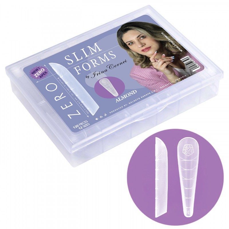 Tipsuri Zero Slim Forms Almond, Irina Cernei Set 120 Buc 12 Marimi Reutilizabile